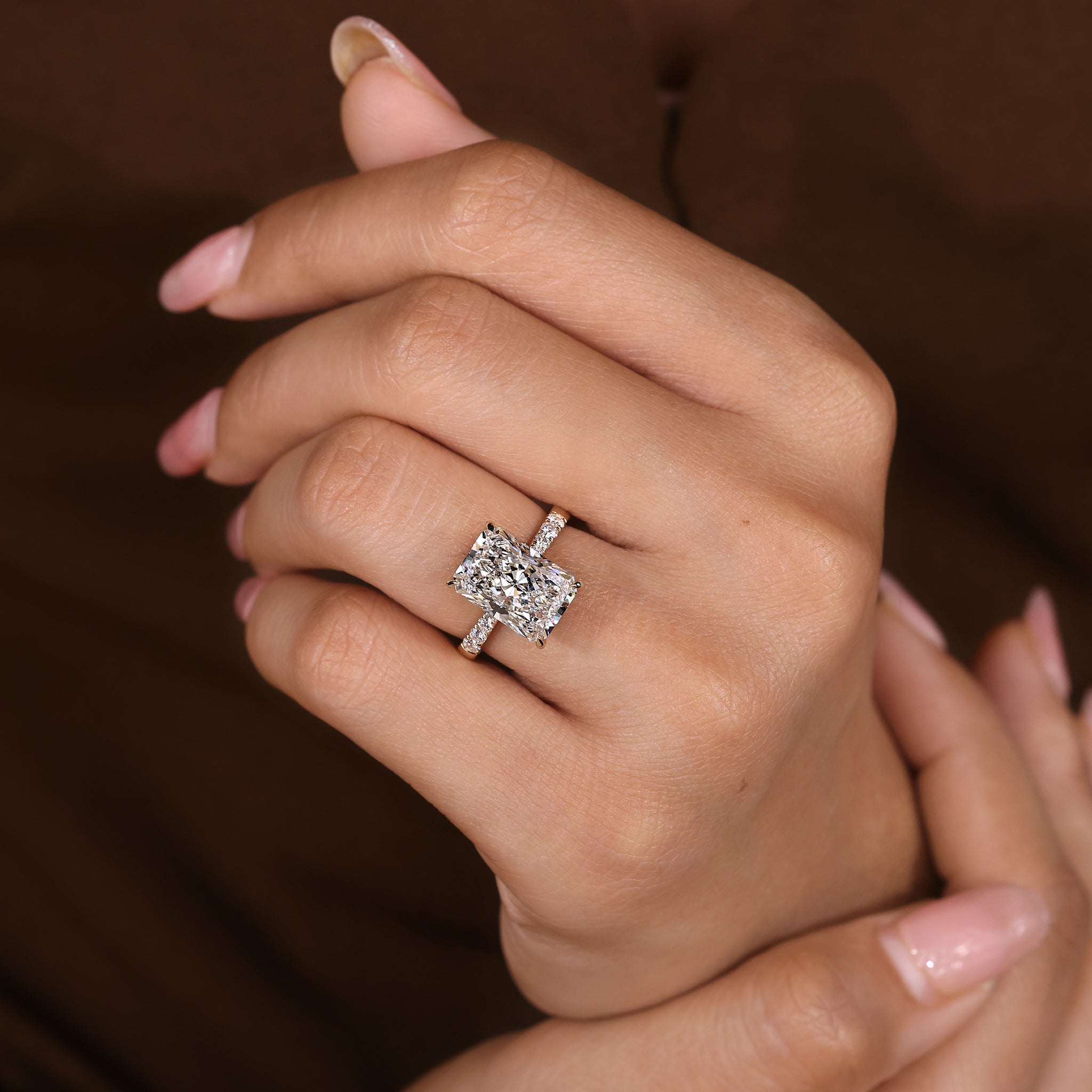 Cushion Hidden Halo Lab Grown Diamond Engagement Ring